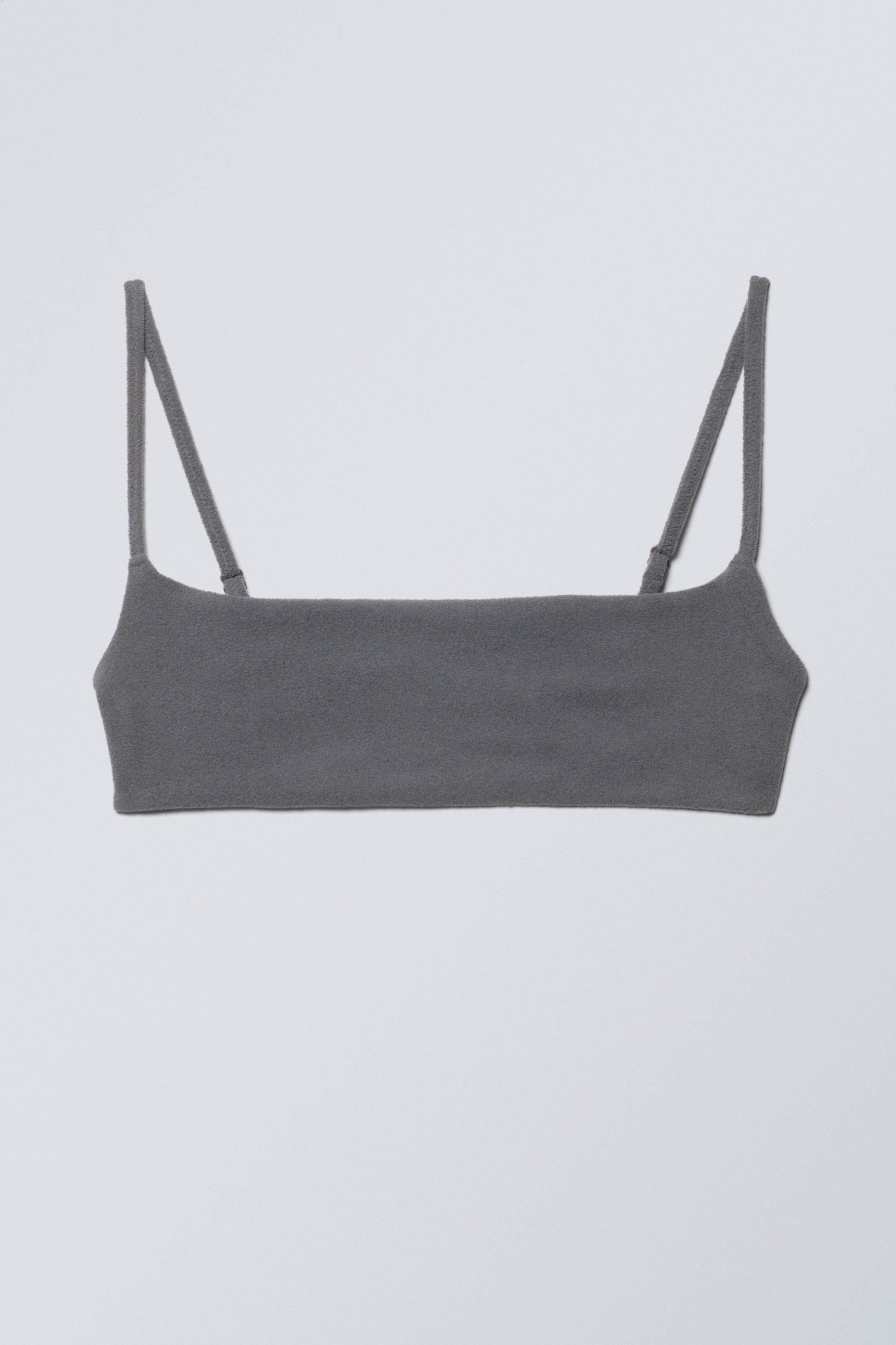 Donkergrijs - Badstof bikinitop met lage ronde hals - 0