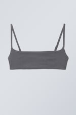 Donkergrijs - Badstof bikinitop met lage ronde hals - 0