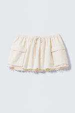 Blanc cassé - Minijupe saharienne en twill - 0