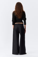 Dark Blue - Pleated Wide-Leg Suiting Trousers - 3