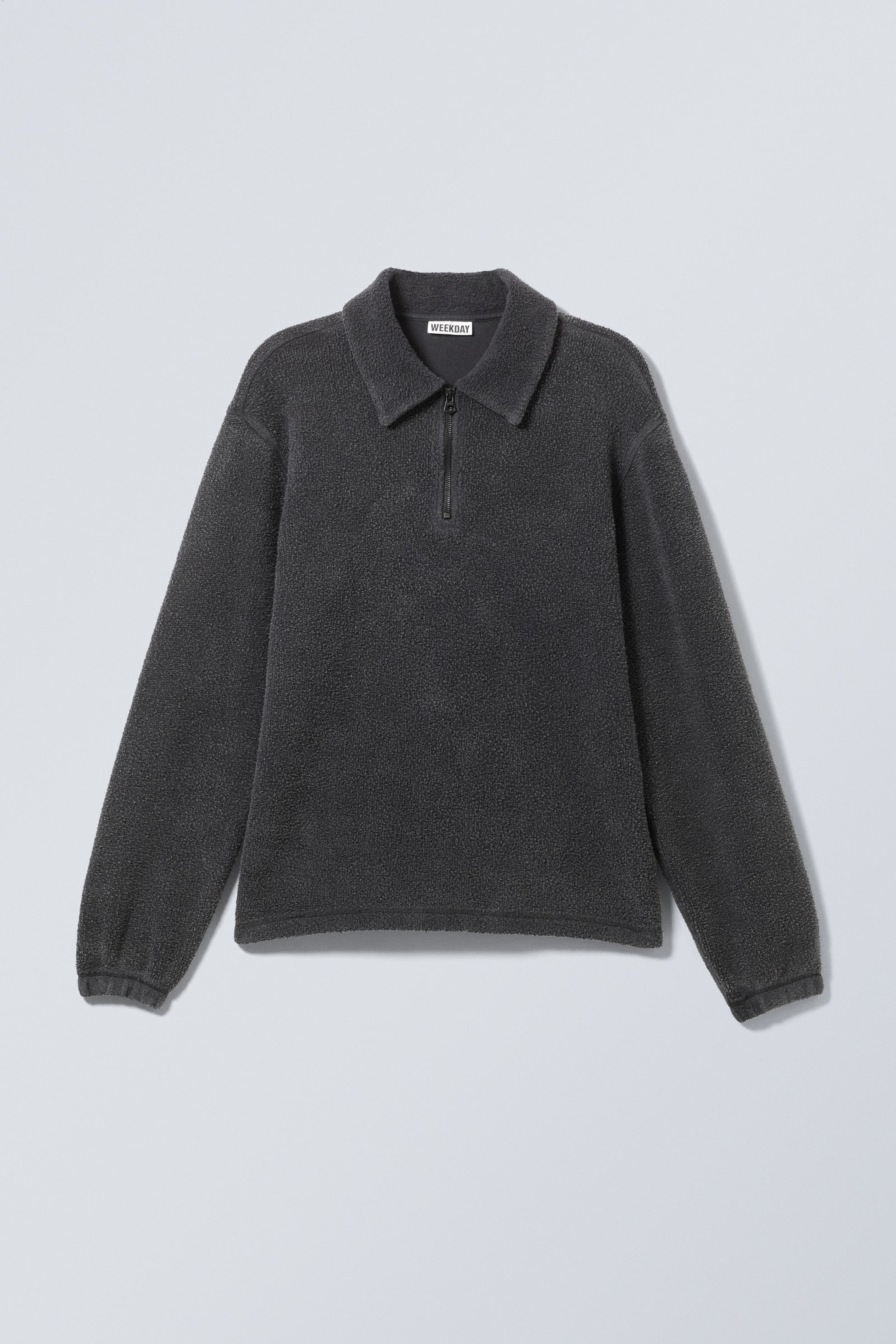 Verwaschenes Schwarz - Kastiges Halbzip-Sweatshirt aus Fleece - 1
