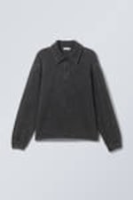 Washed Black - Boxy Half-Zip Fleece Sweatshirt - 0