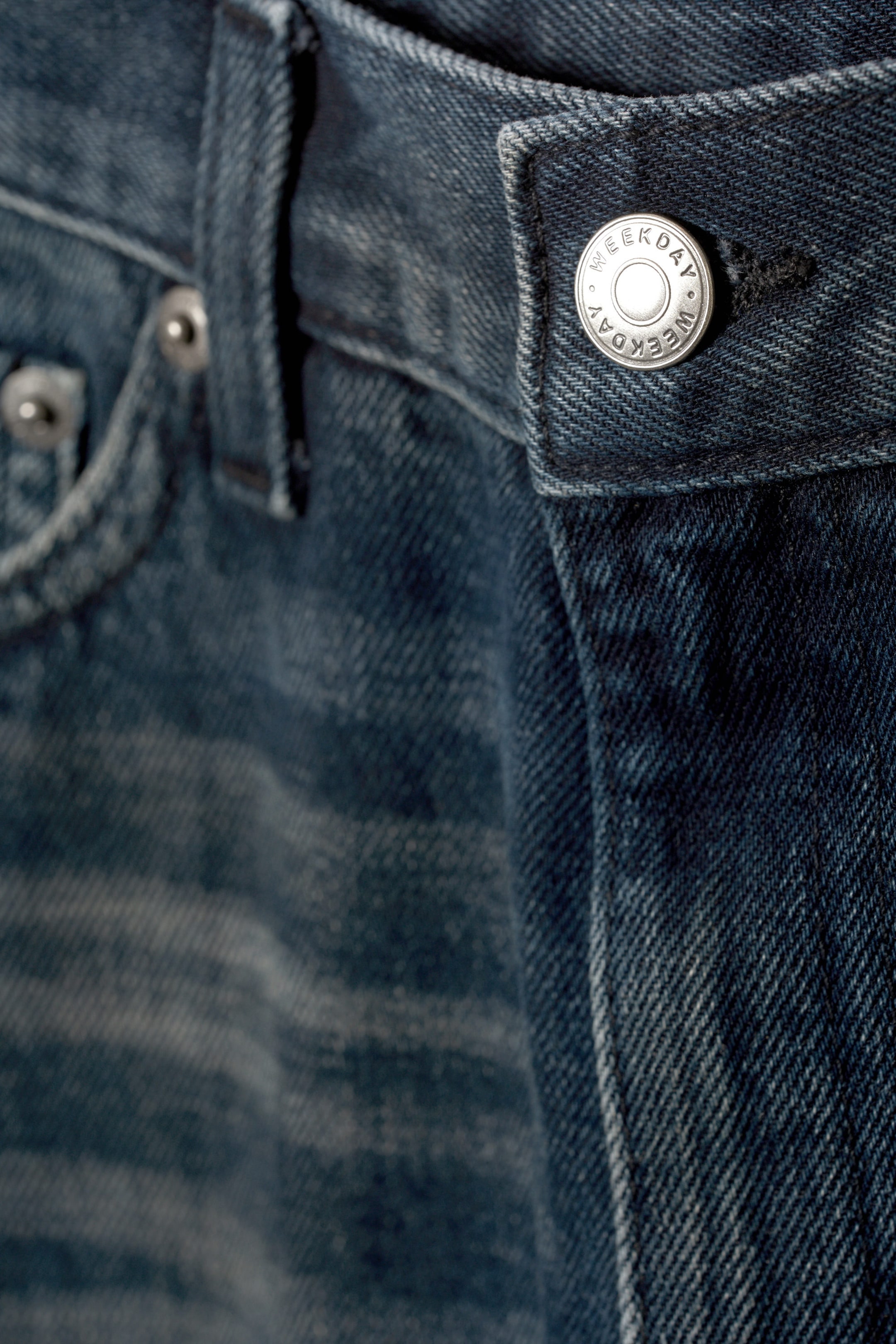 Deep Ocean Blue - Dark Blue - Rail Mid Rise Loose Wide Leg Jeans - 2