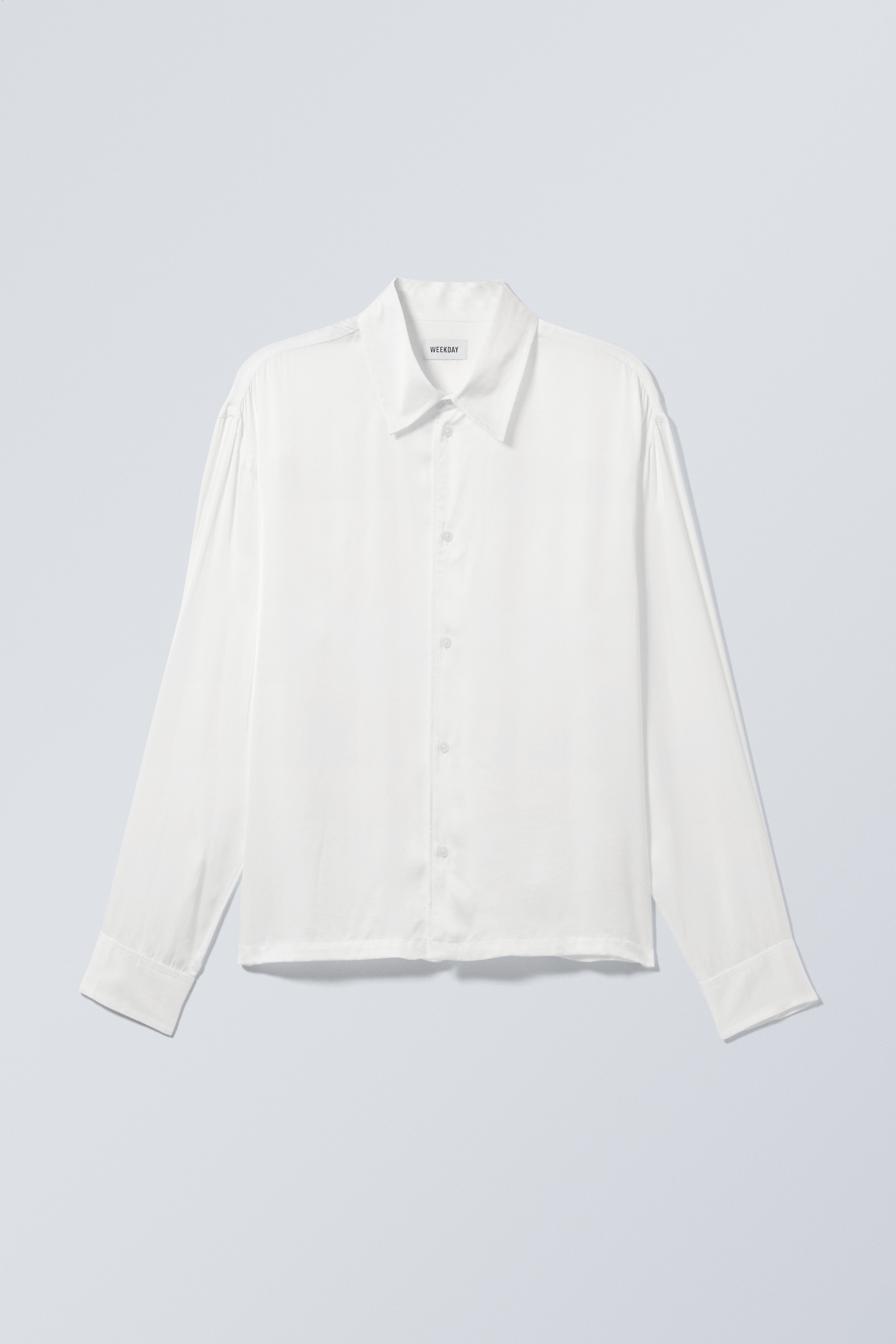 Se større billede: Oversized boxy skinnende skjorte - Hvid - HERRE | H&M DK 1