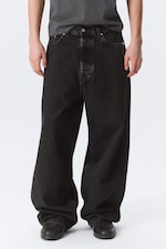 Black Rinse - Black - Astro Mid Rise Baggy Faux Leather Pocket Jeans - 2