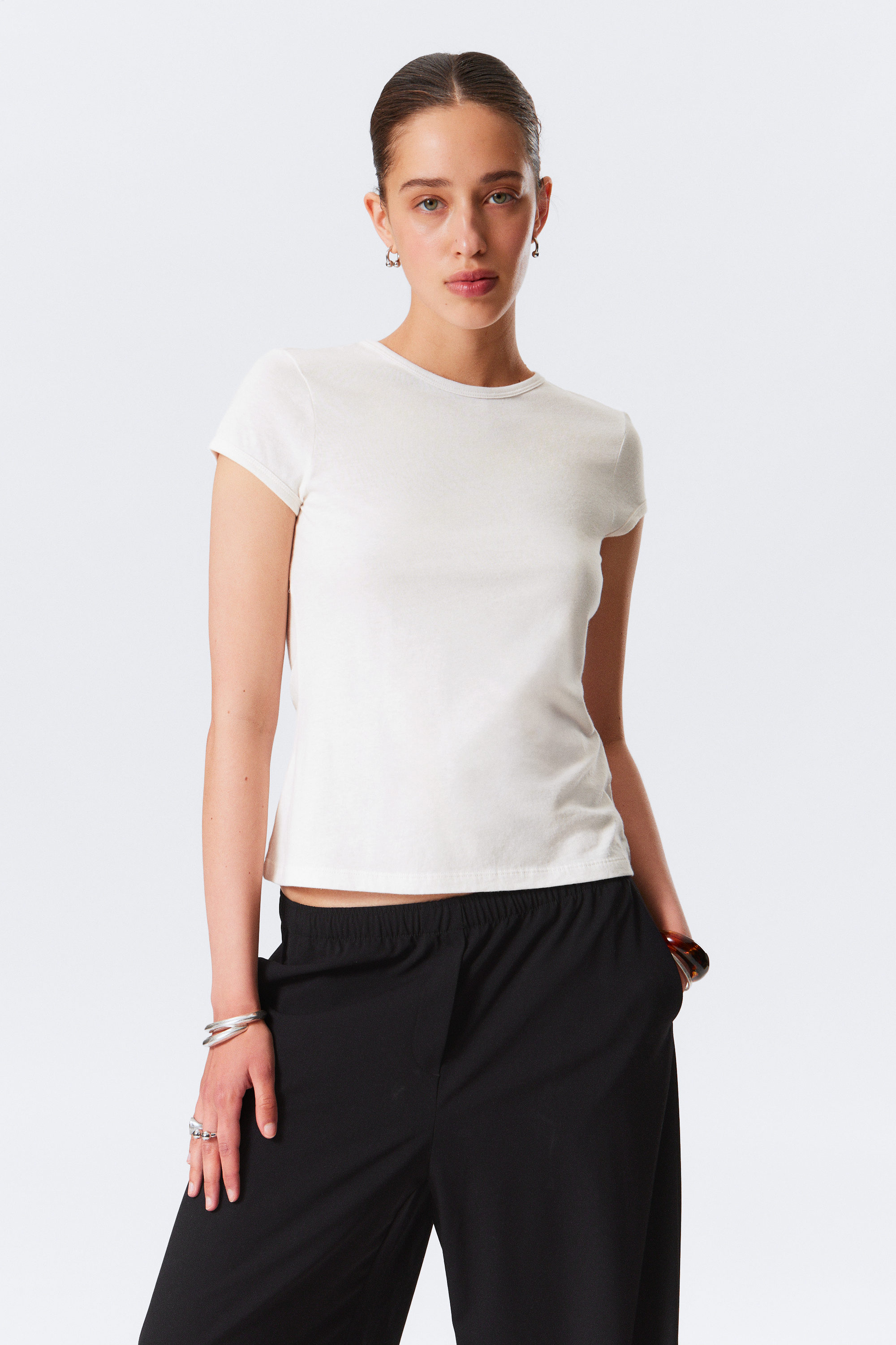 Dusty White - Short Sleeve Fitted T-shirt - 1