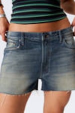 Baltic Blue - Dark Blue - Duchess Low Rise Distressed Mini Denim Shorts - 1