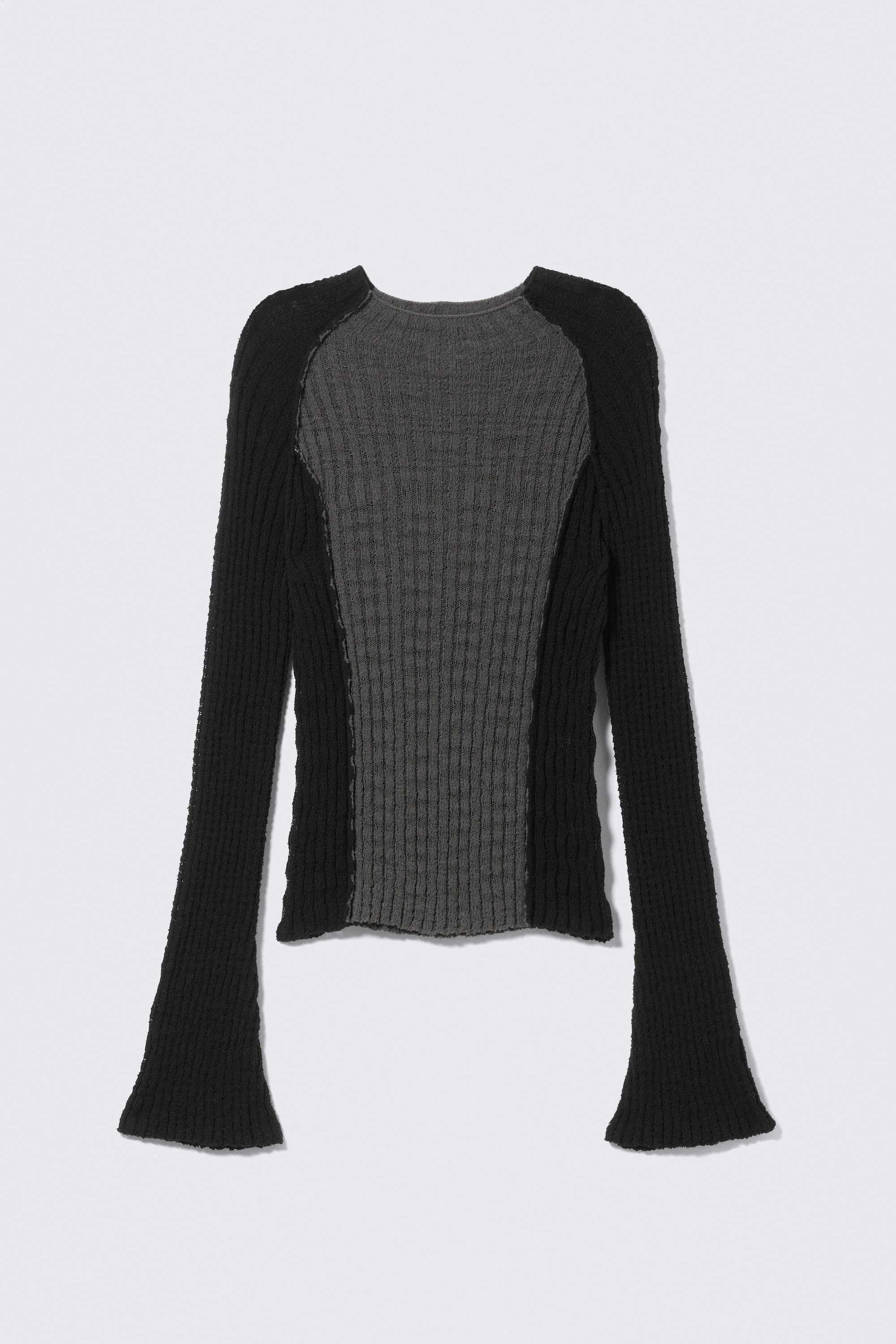 Slim-Fit-Strickpullover mit Raglanärmeln - Schwarz & Grau