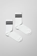 White/Black - Sport Striped Socks - 0