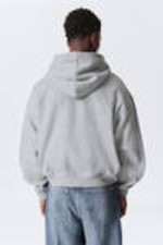 Hellgrau meliert - Kastiger, mittelschwerer Hoodie mit Reißverschluss - 3