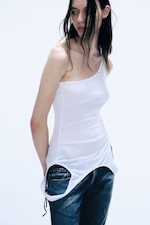 White - Asymmetric One Shoulder Tank Top - 2