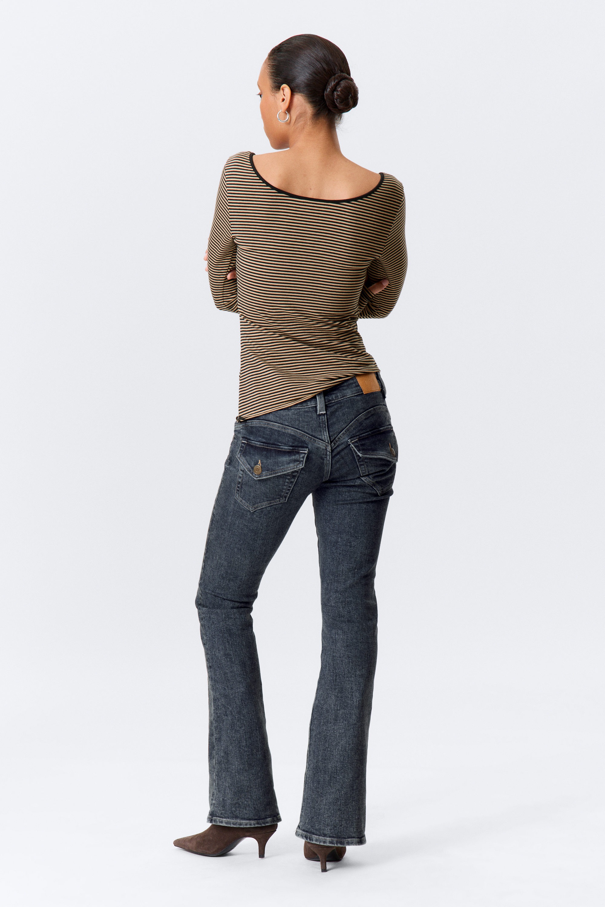 Desert Blue - Dark Blue - Low Rise Curve Yoke Flared Jeans - 3