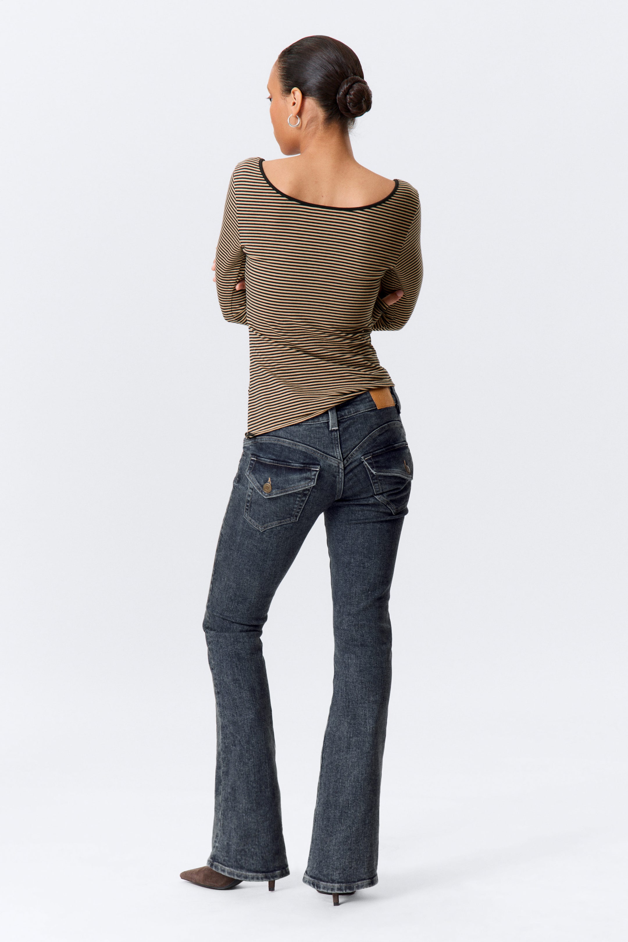 Desert Blue - Dark Blue - Low Rise Curve Yoke Flared Jeans - 4