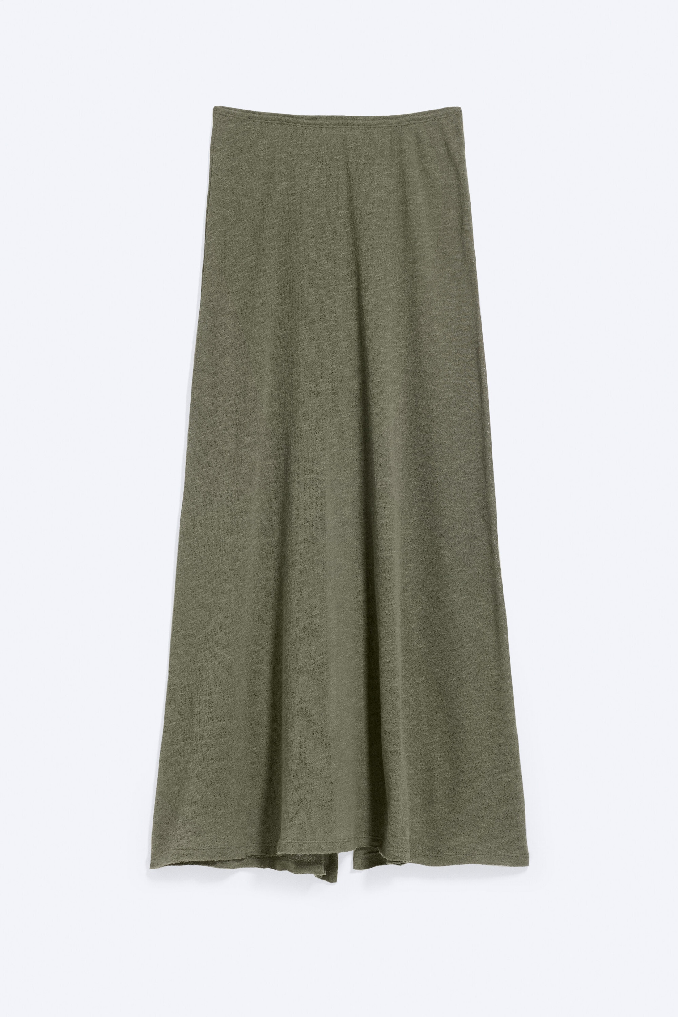 Dusty Khaki Green - Sheer Cotton Knit Maxi Skirt - 2