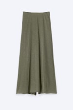 Dusty Khaki Green - Sheer Cotton Knit Maxi Skirt - 2
