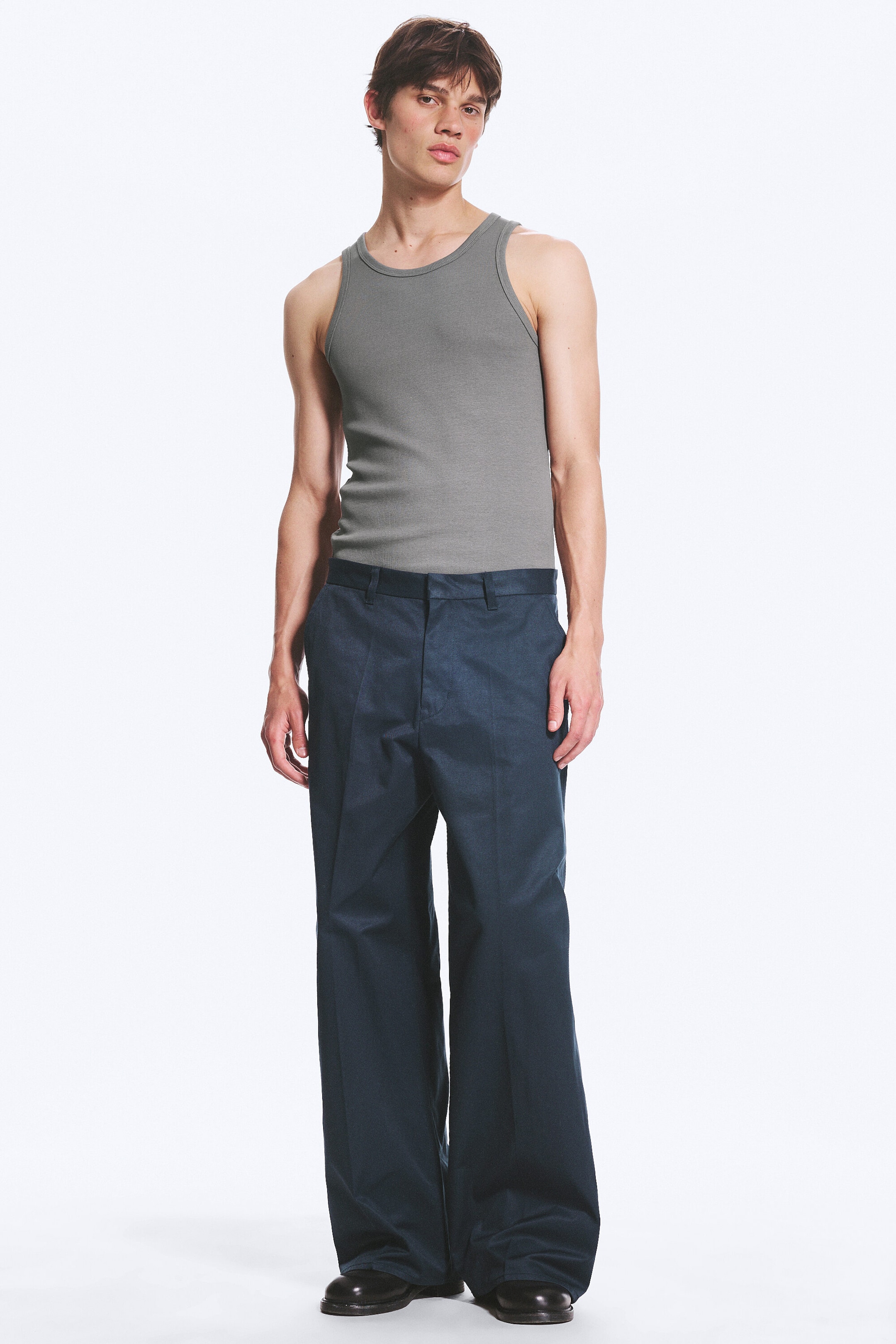 Dark Blue - Emil Loose Fit Chino Trousers - 1