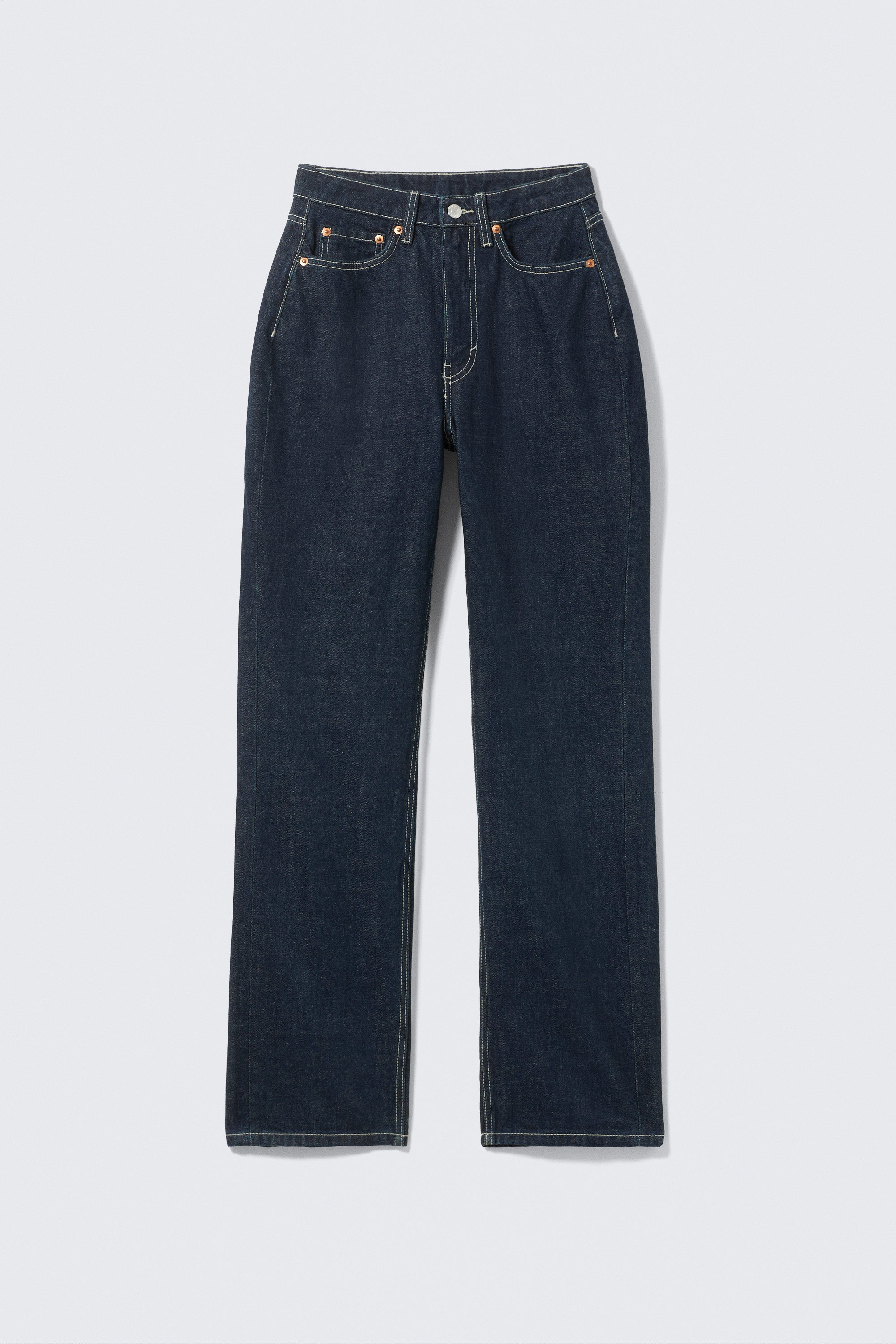 Blue Rinse - Dark Blue - Resolute Curve High Waisted Regular Straight Jeans - 1