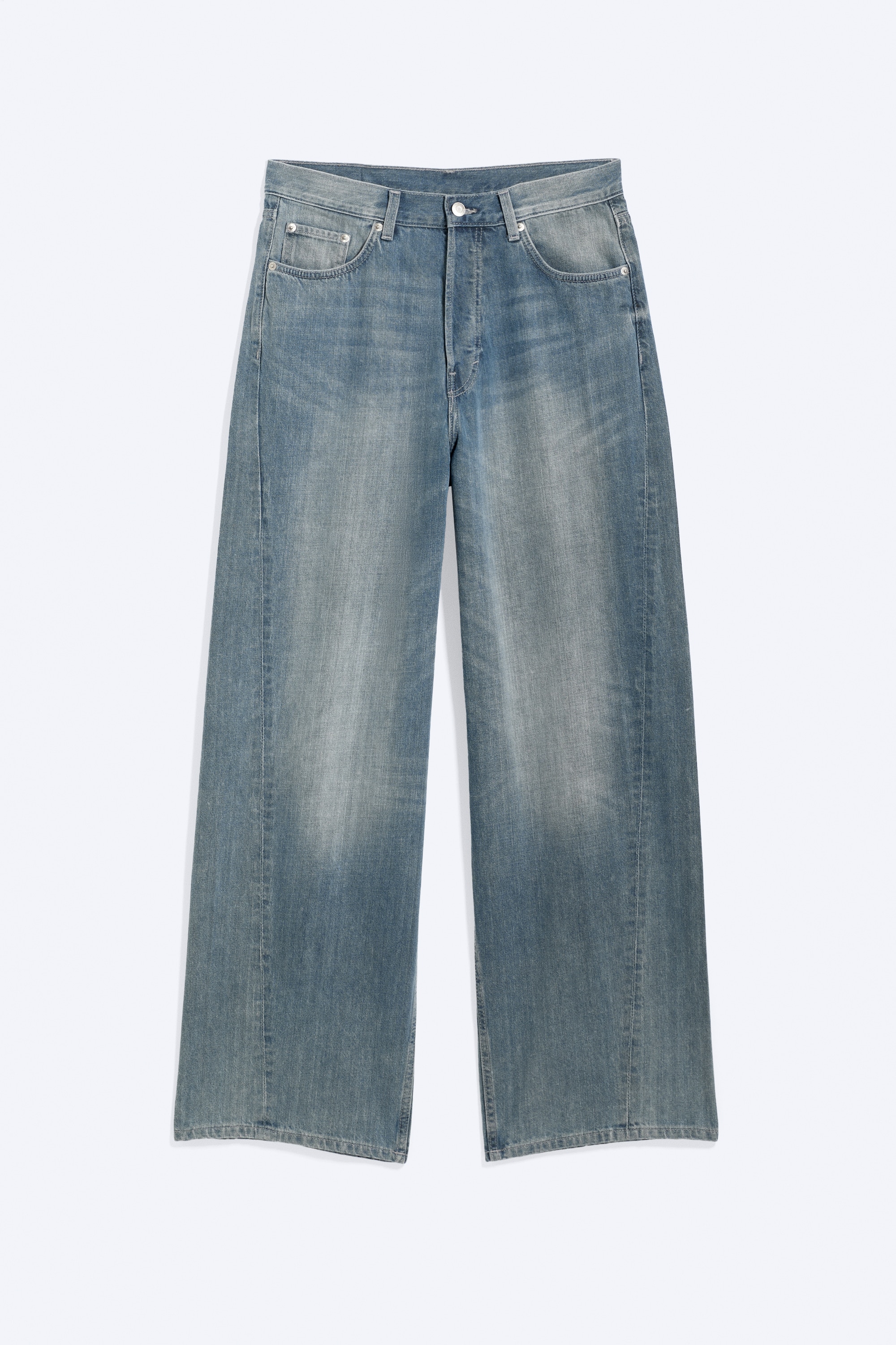 ASTRO MID RISE LOOSE BAGGY TWIST JEANS - Gloria Blue - Medium Blue