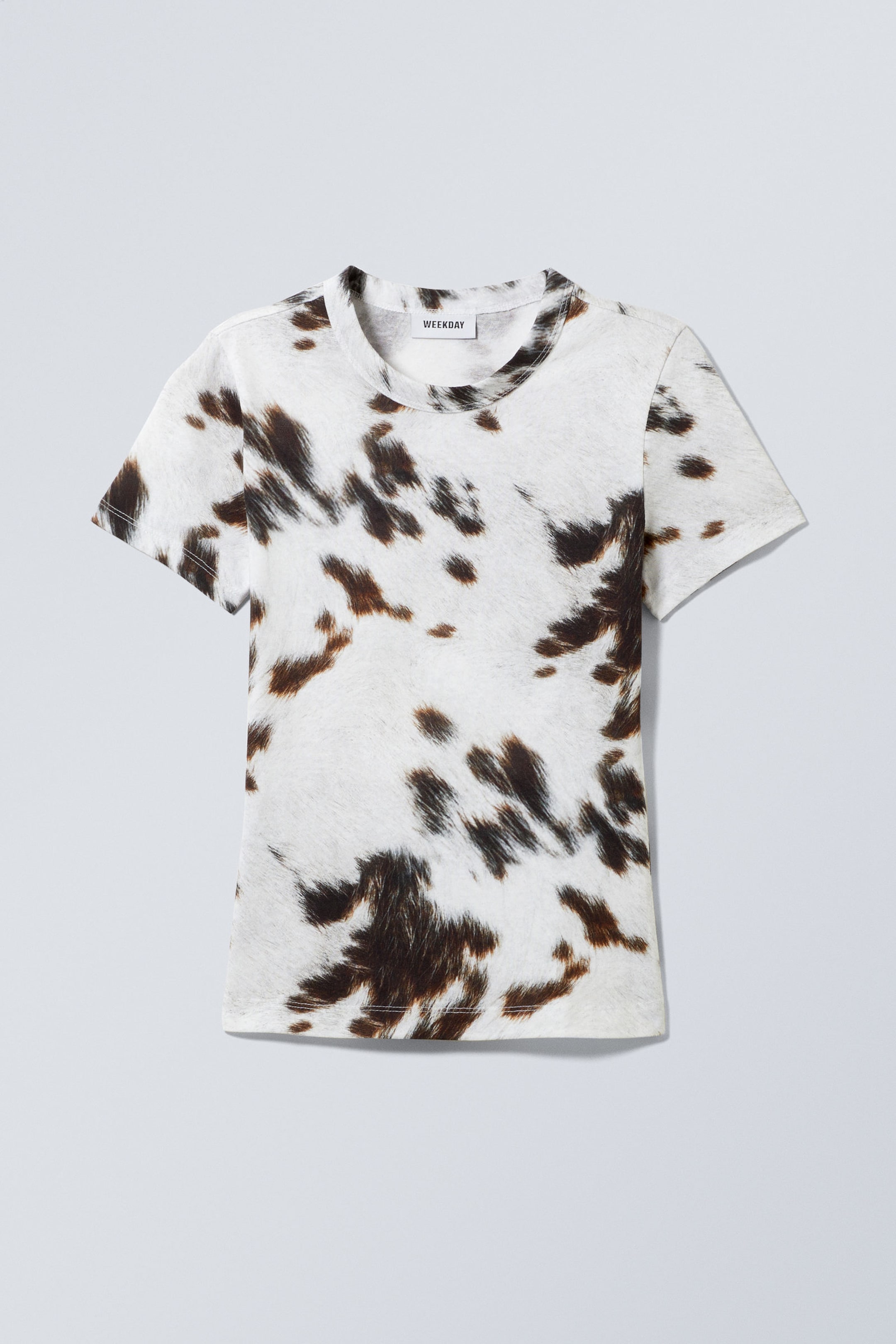 White - Cow Print - Slim Printed T-shirt - 0