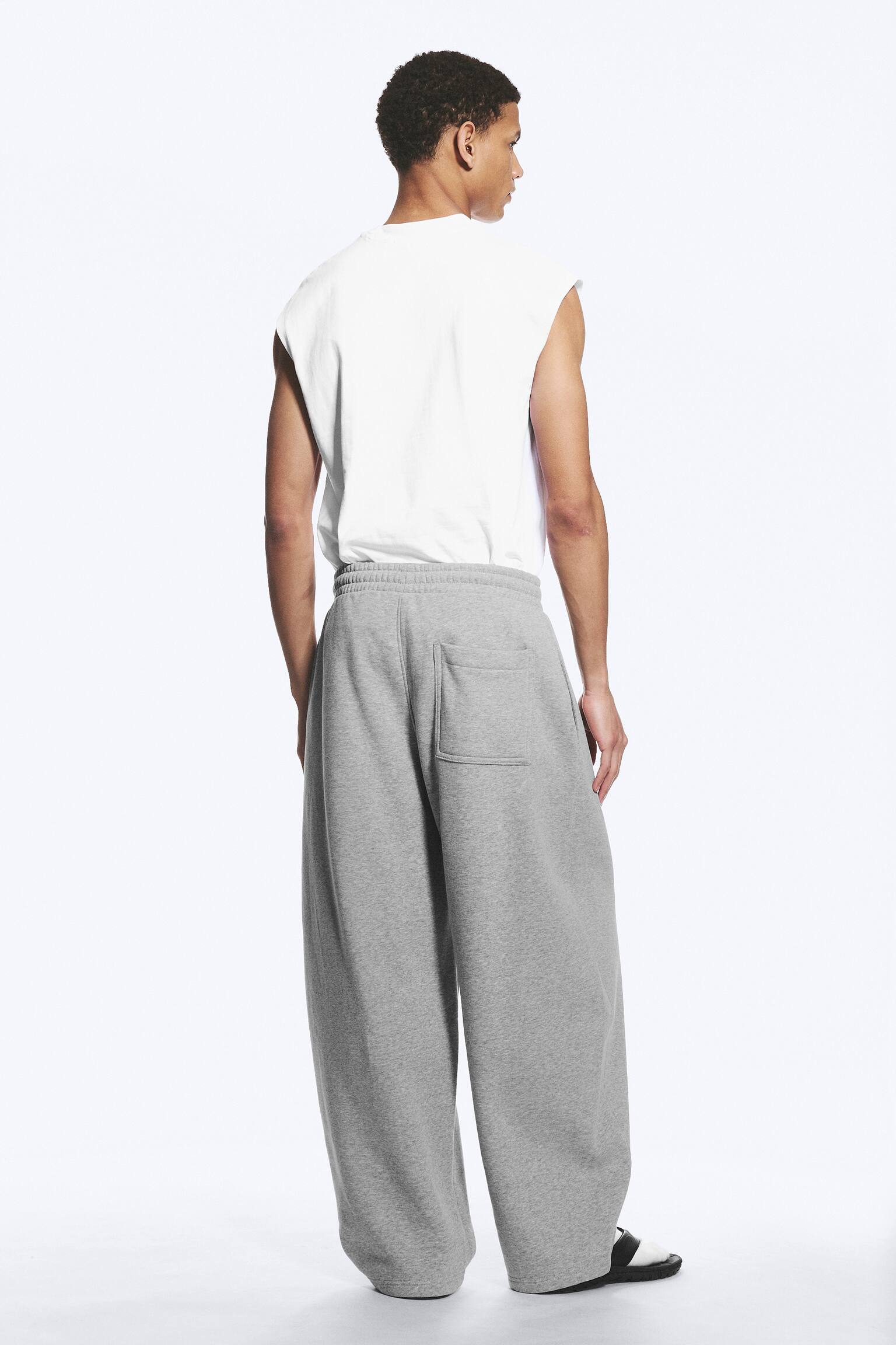 Volné Plisované Tepláky - Šedý Melanž/Hluboká černá - 5