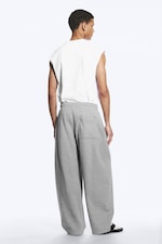 Grau meliert - Weite Sweatpants mit Bundfalten - 3