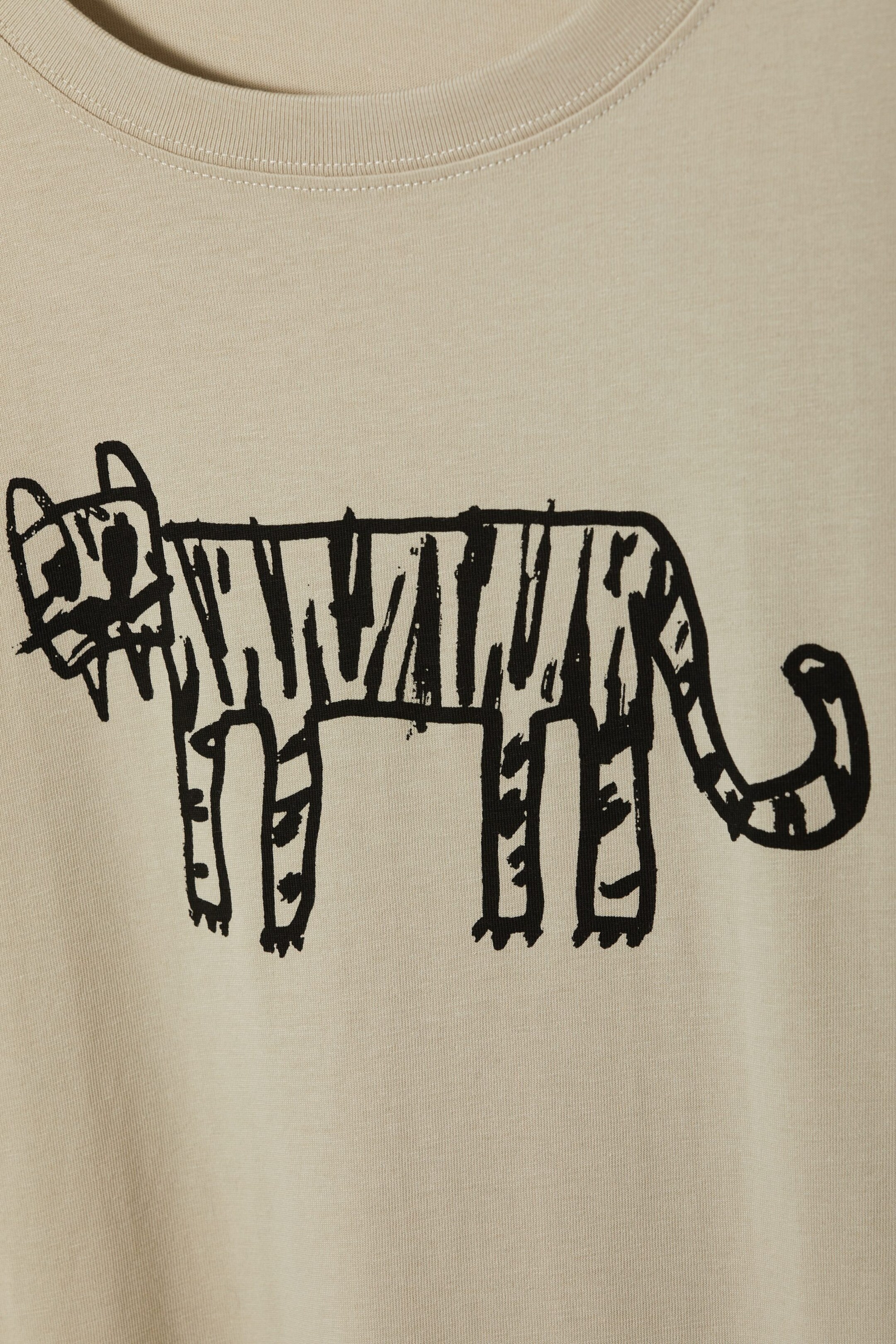 White/Tiger Print - Relaxed Printed TShirt - 1