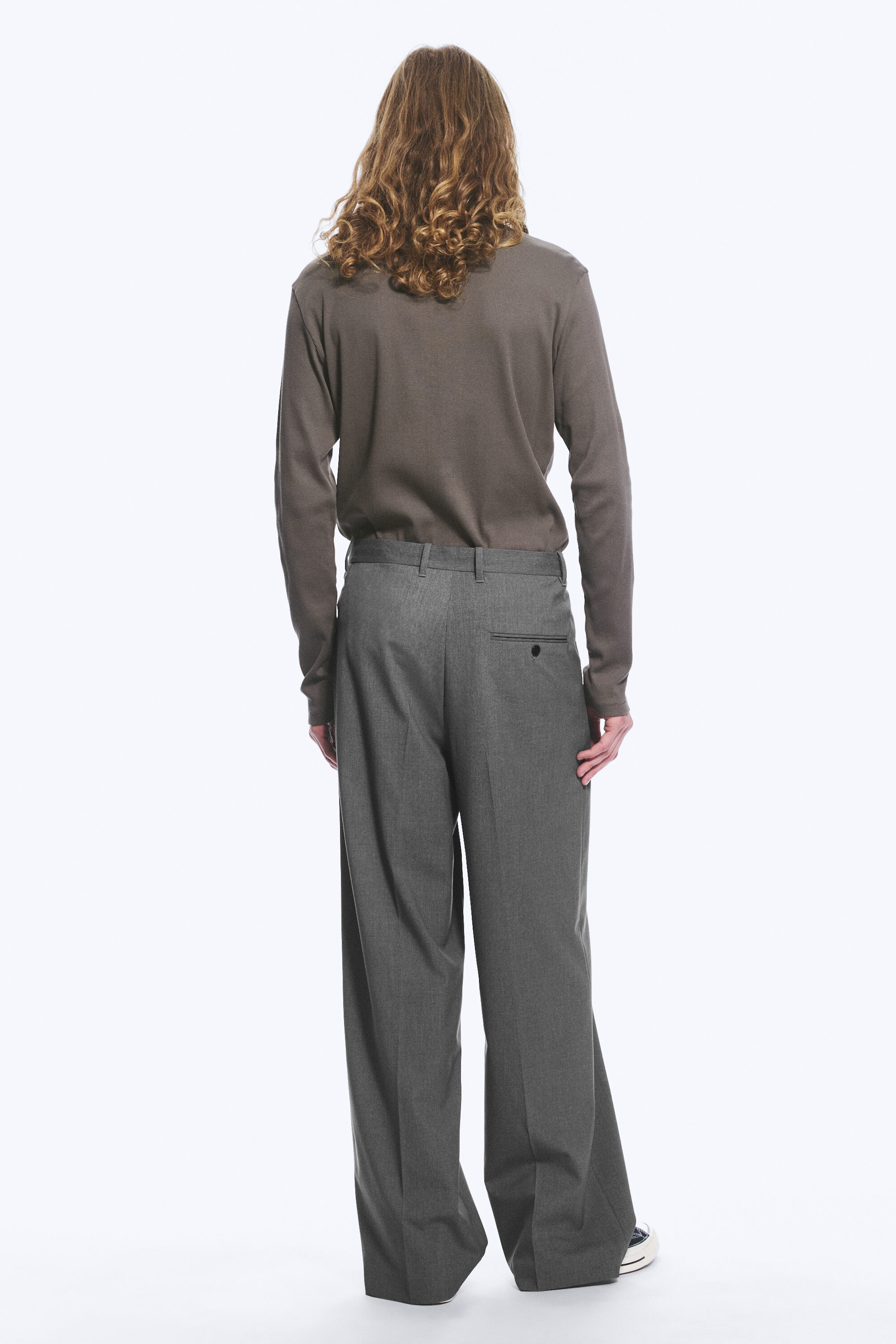 Dark Grey Melange - Uno Loose Suit Trousers - 3