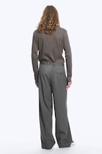 Dark Grey Melange - Uno Loose Suit Trousers - 3