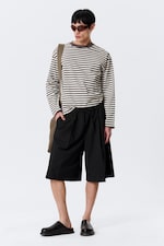 Noir - Short de costume ample taille mi-haute - 0