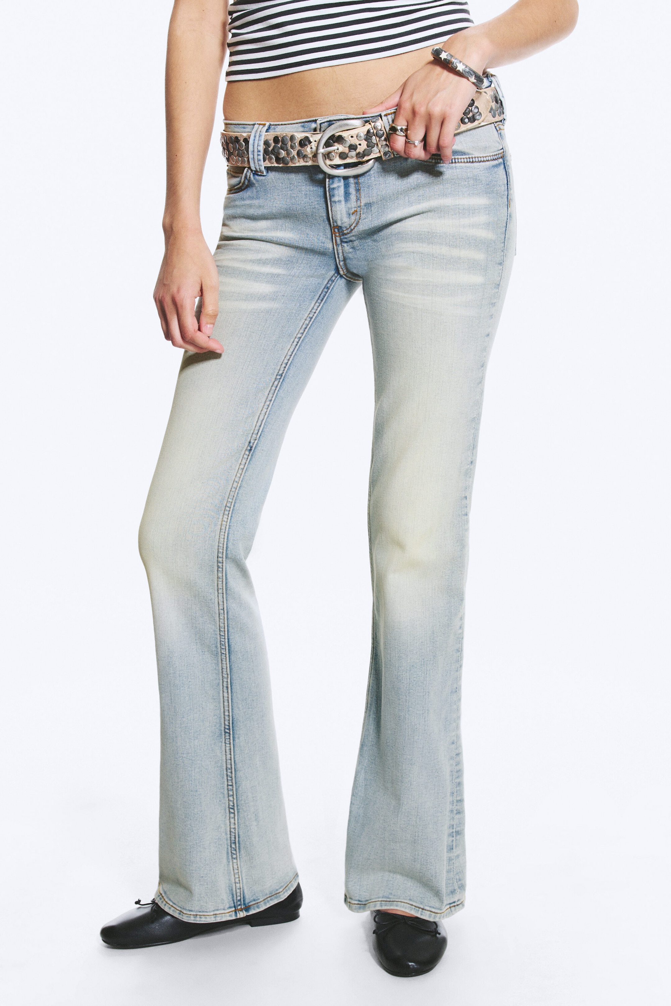 Light Blue - Booty Bei Low Rise Skinny Bootcut Jeans - 2
