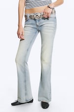 Light Blue - Booty Bei Low Rise Skinny Bootcut Jeans - 1