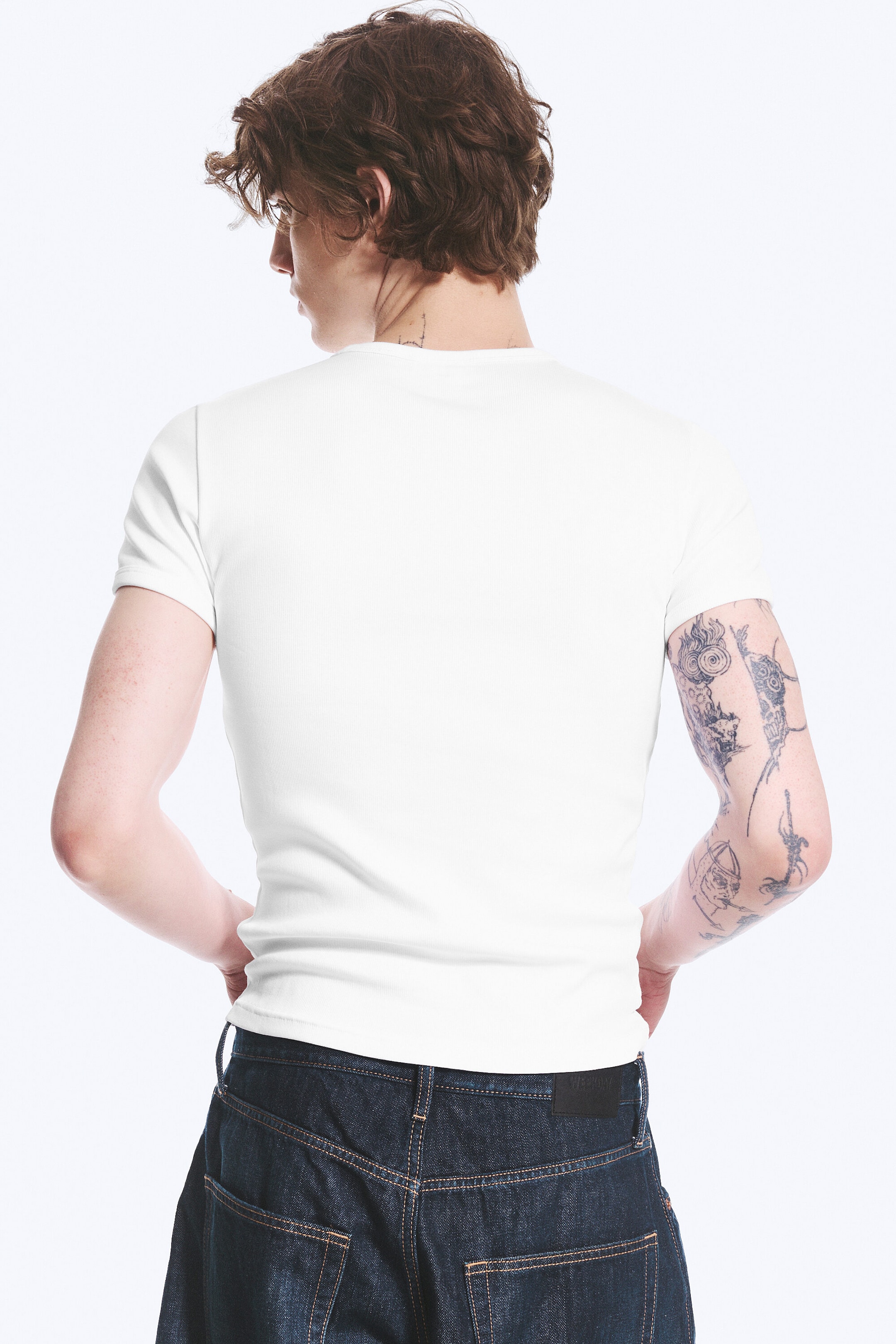 White - Ribbed classic T-shirt - 3