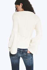 Staubiges Weiß - Eng anliegendes Langarmtop - 5