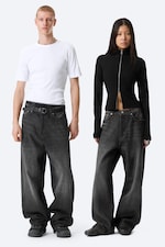 Chelsea Black - Black - Astro Mid Rise Loose Baggy Leg Unisex Jeans - 0