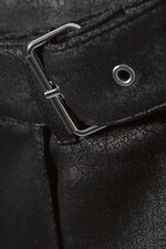 Noir - Jupe mi-longue en cuir synthétique enduit Oda - 1
