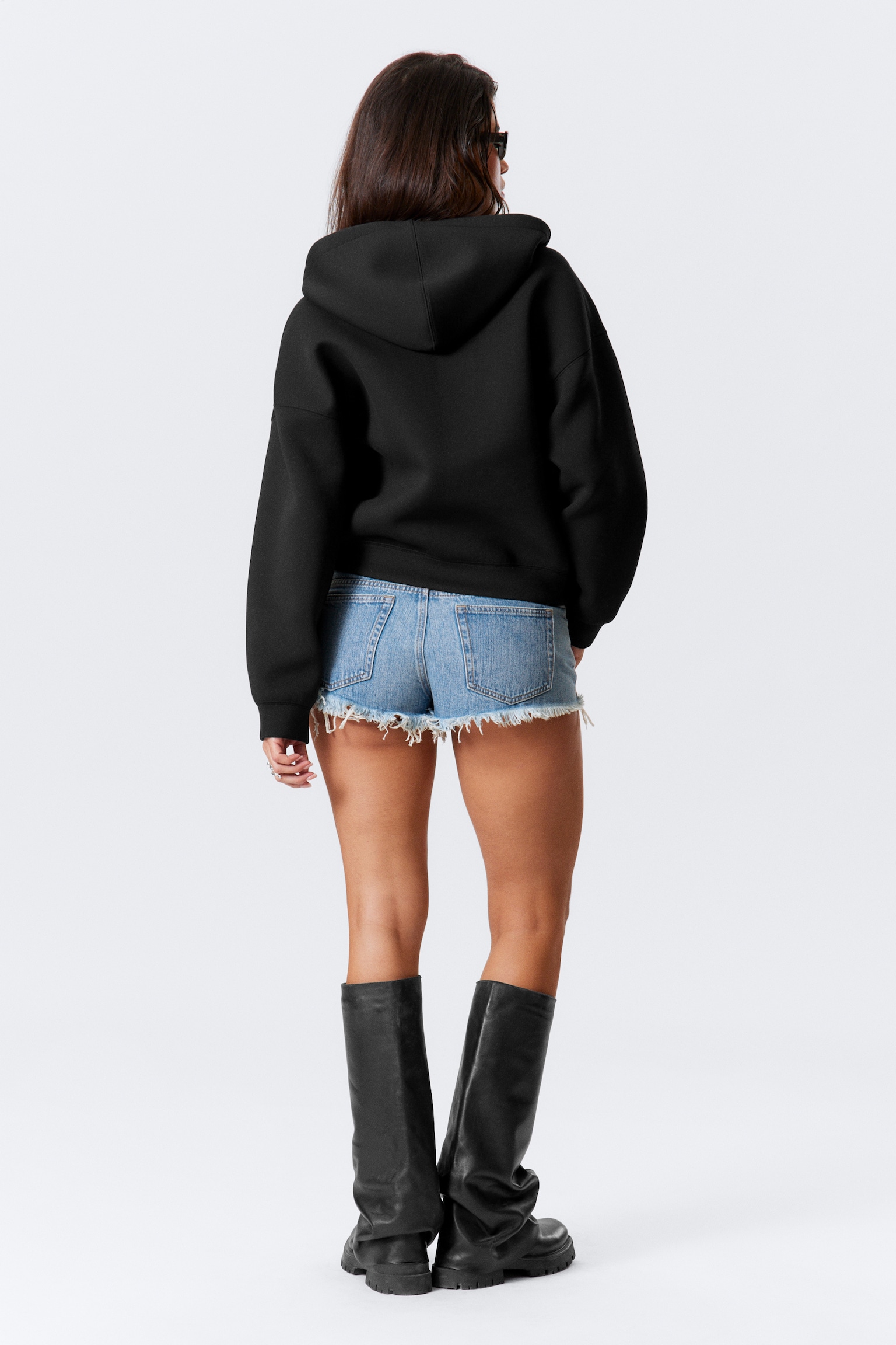 Oversized Scuba Zip-Hoodie - Black/Grey Melange/Dark Grey/Dark Brown - 3