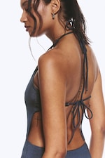 Bleu foncé - Maillot de bain dos nu à nouer - 2