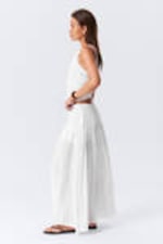 White - Pleated Mid Rise Maxi Skirt - 2