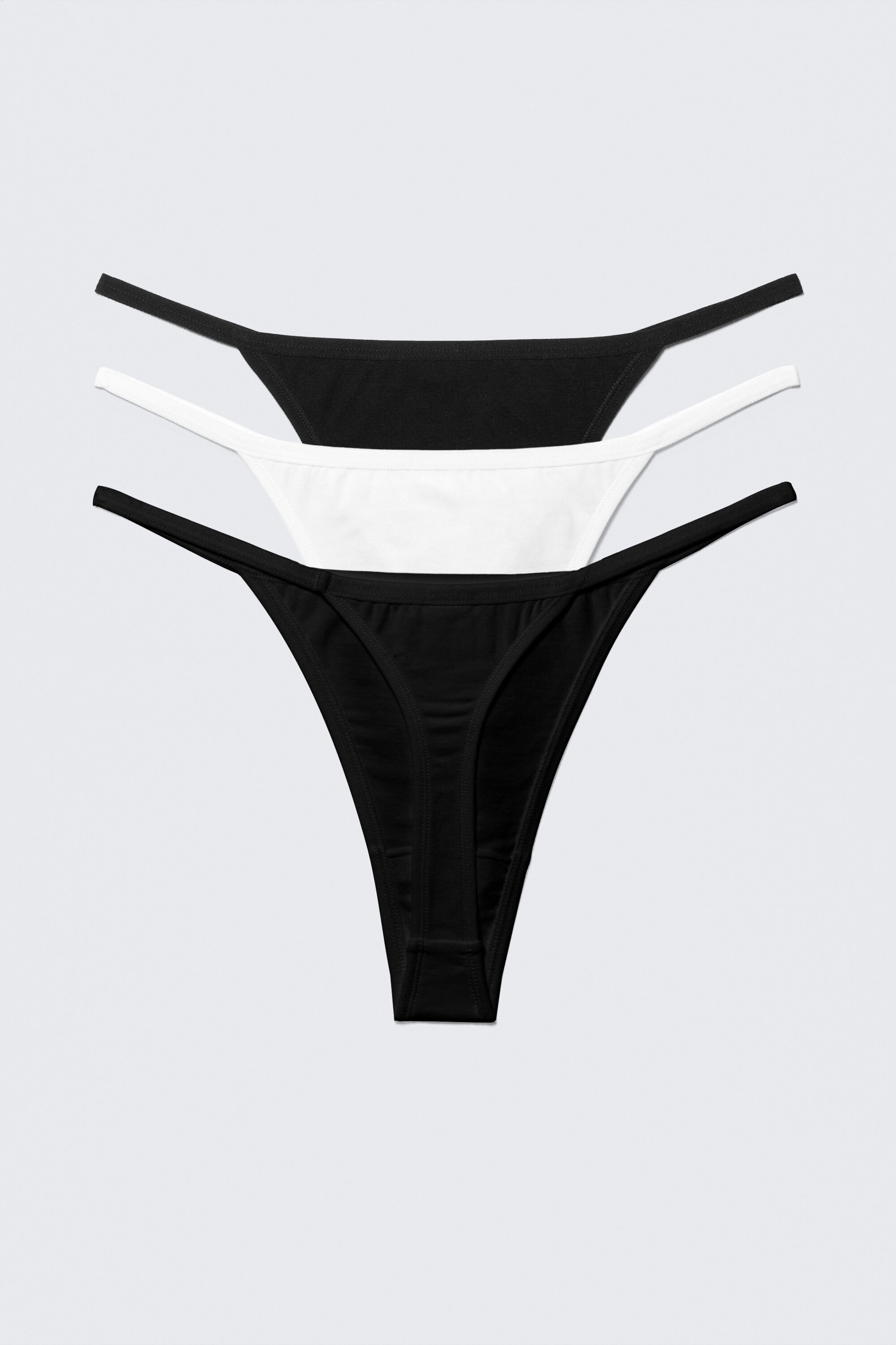 Zwart/grijs/wit - 3-pack strings van zacht katoen - 5