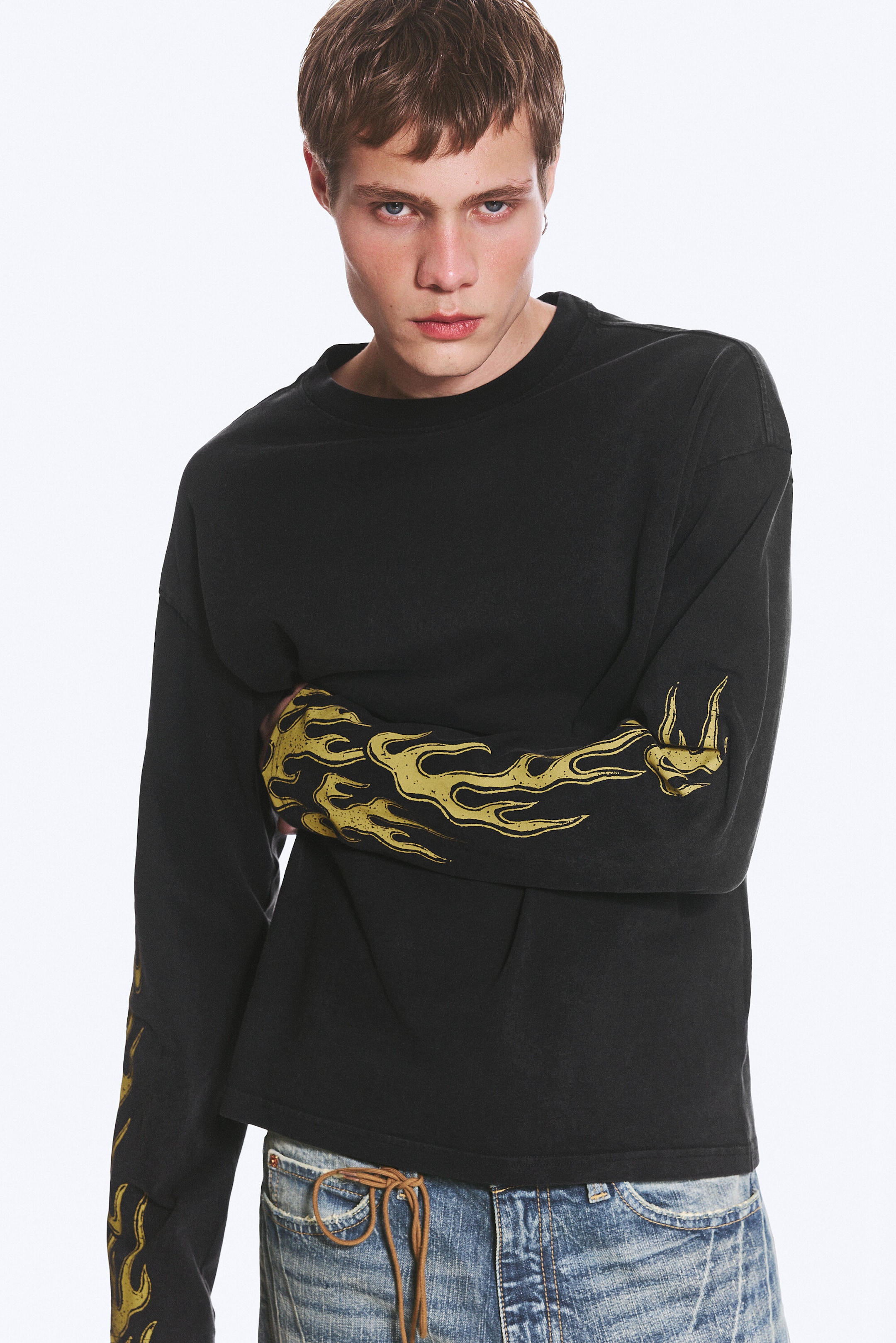 Black - Riftborn - Geweldig boxy T-shirt met graphic en lange mouwen - 2