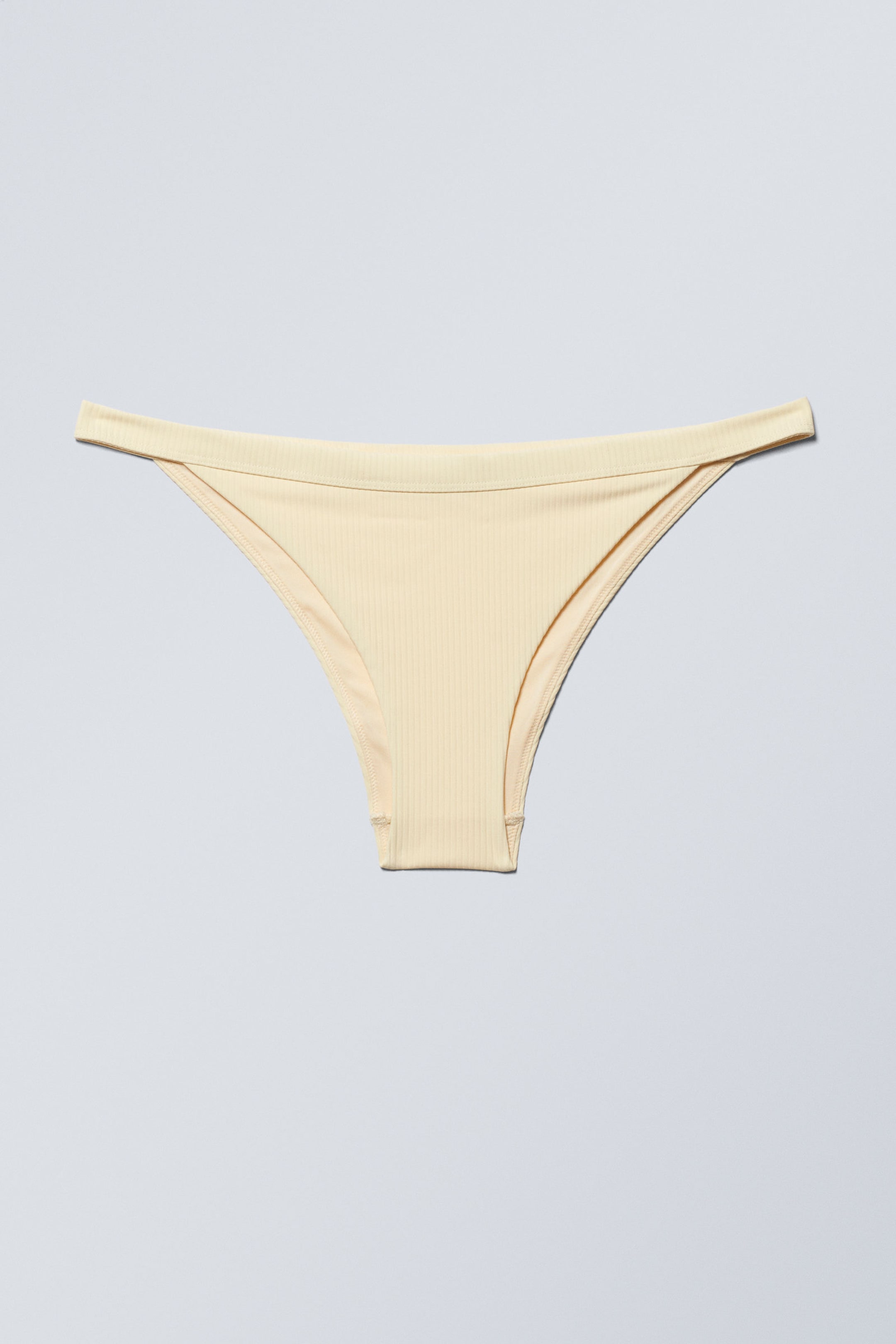 Light Yellow - Low Rise Ribbed Brazilian Bikini Bottoms - 3
