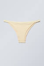 Light Yellow - Low Rise Ribbed Brazilian Bikini Bottoms - 3