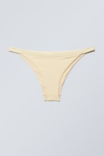 Light Yellow - Low Rise Ribbed Brazilian Bikini Bottoms - 0