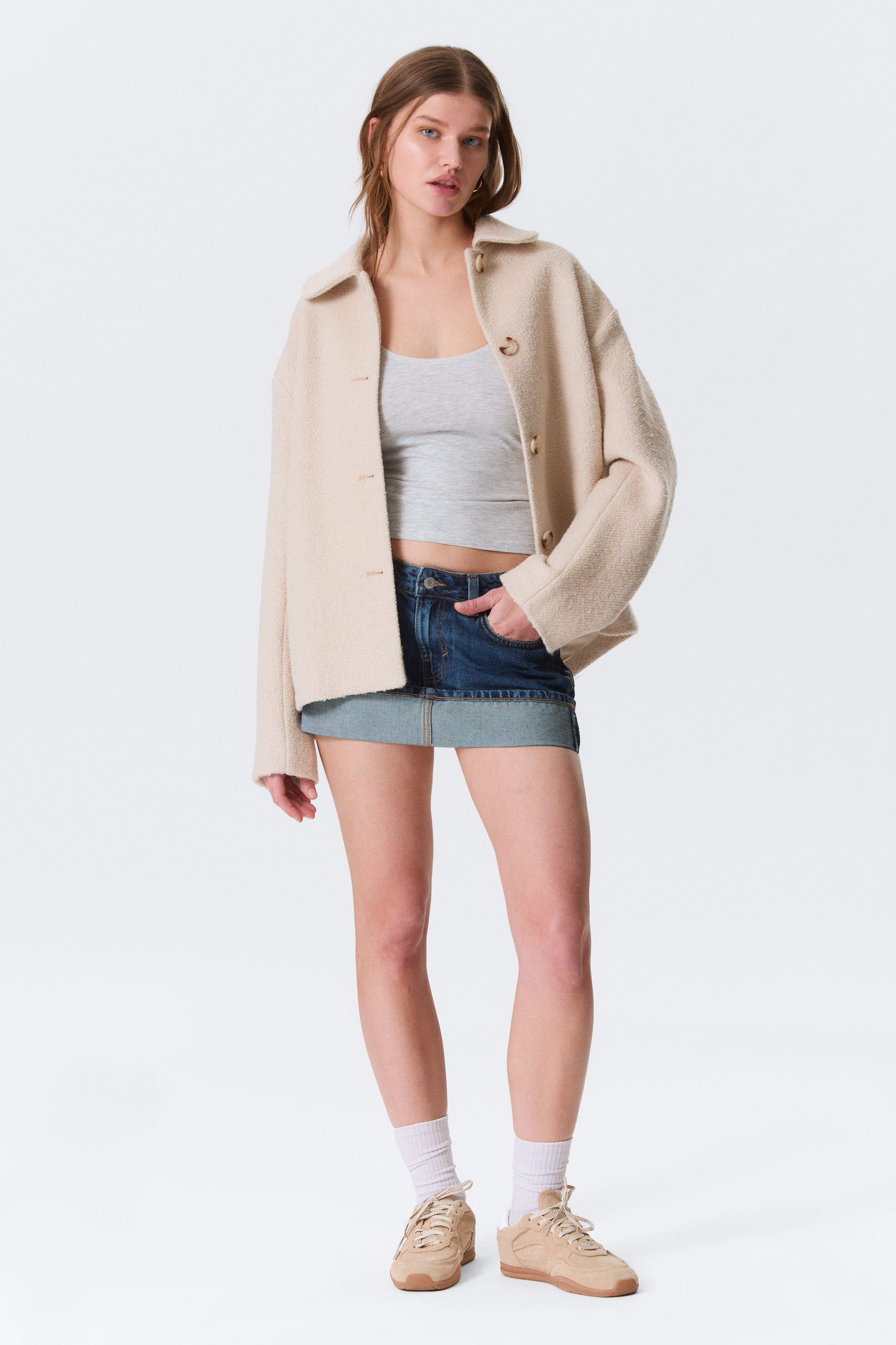 short wool blend jacket - Dark Brown | Weekday EU