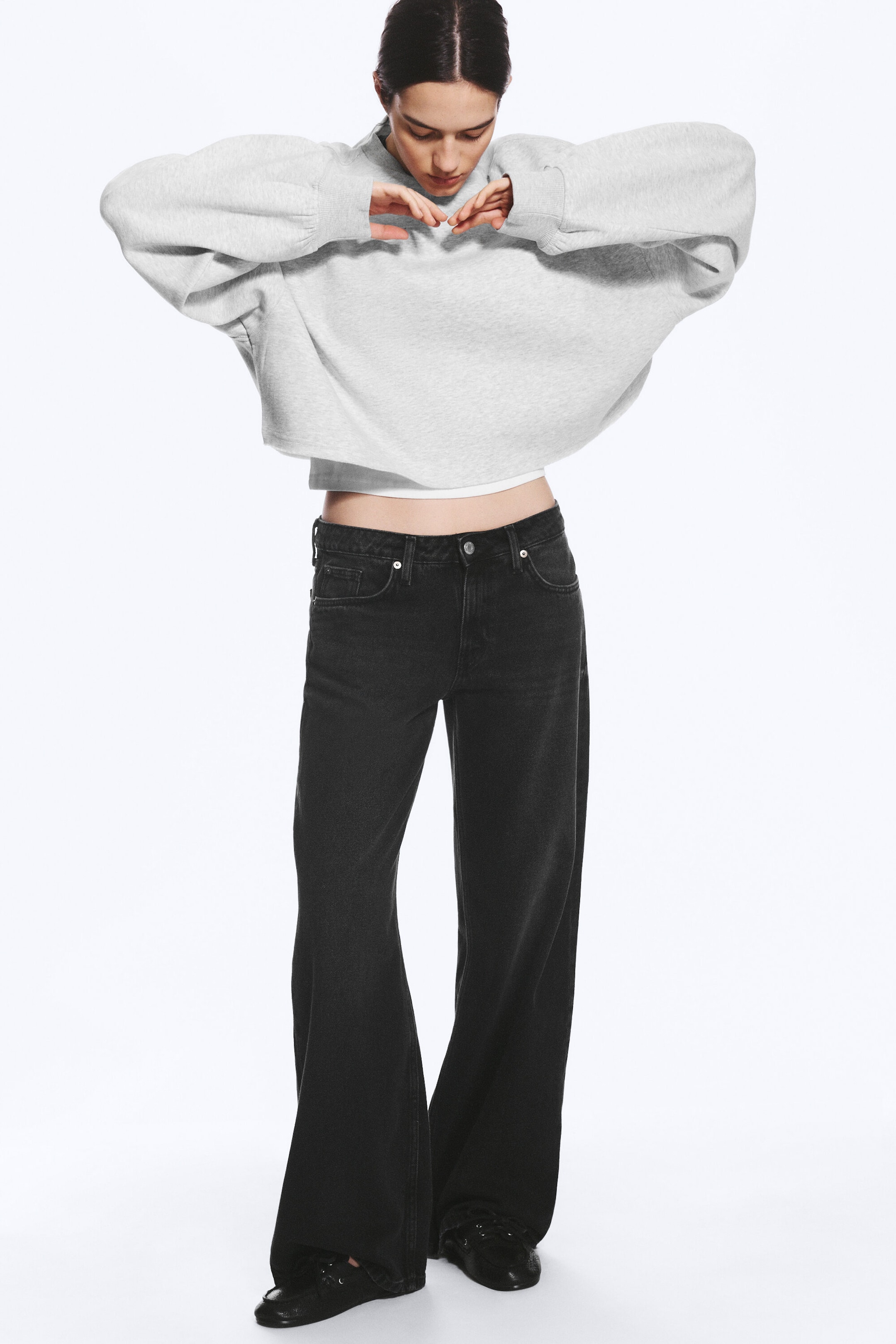 Washed Black - Svart - Imoo Low Waist Loose Wide Jeans