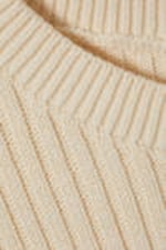 Dusty White - Loose Ribbed Cotton Sweater - 5