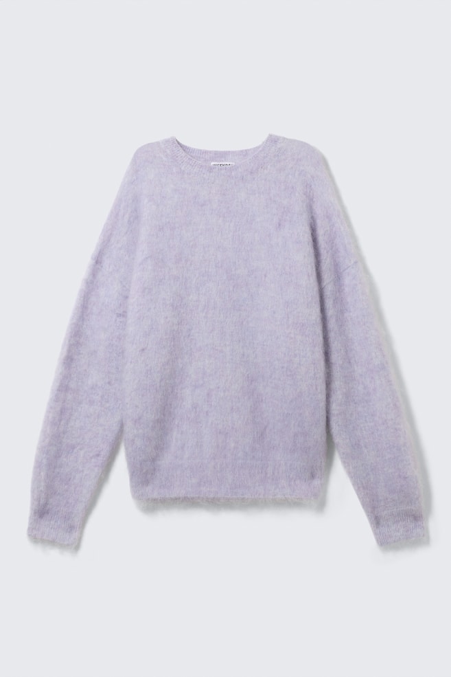 Oversized Knitted Mohair Blend Sweater - Light Purple Melange/Dark Blue Melange/Brown - 1