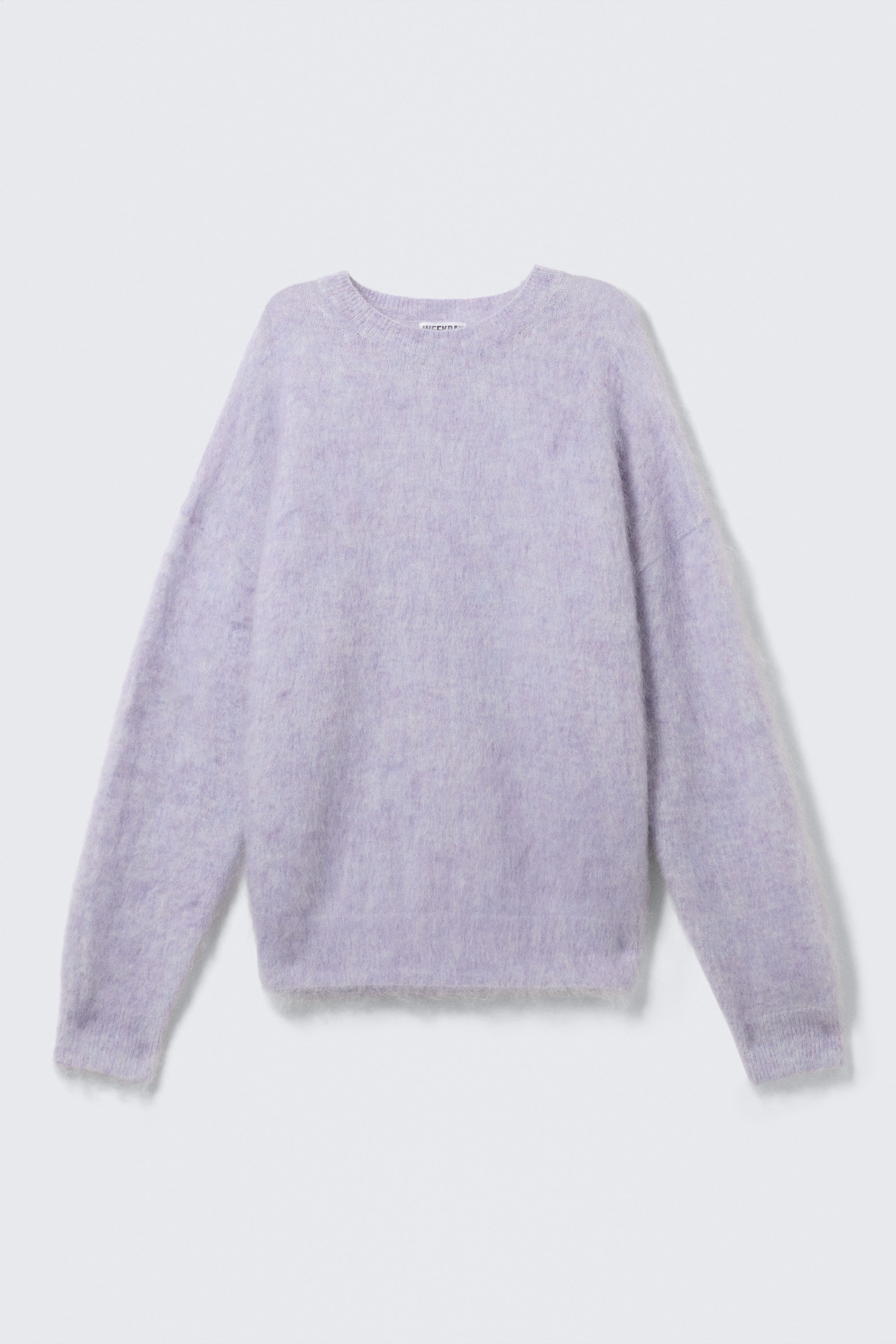 Light Purple Melange - Oversized Knitted Mohair Blend Sweater - 5