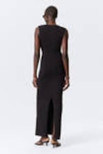 Black - Sleeveless Cotton Jersey Maxi Dress - 2