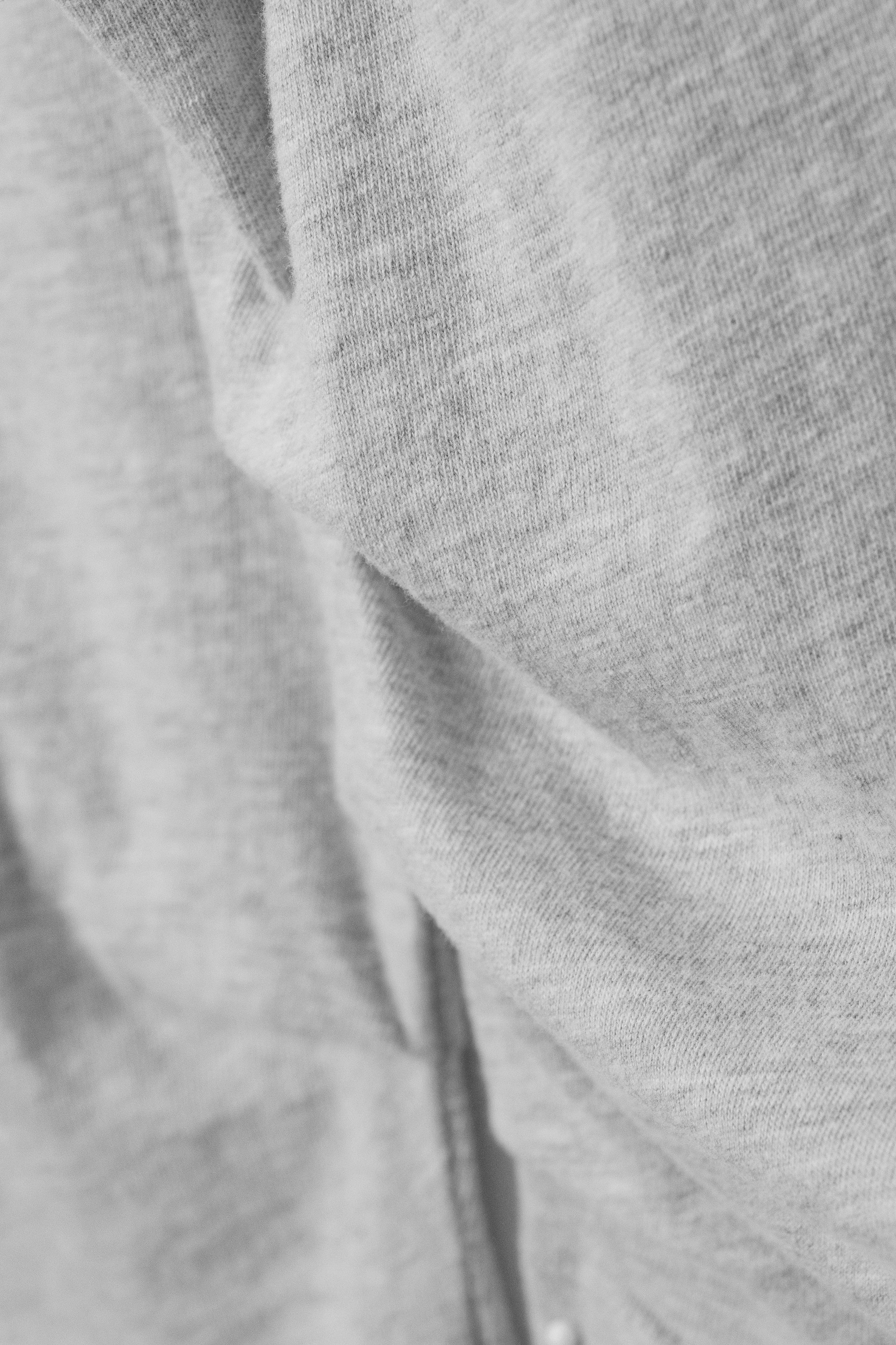 Light Grey Melange - Pleated Long-Sleeved Top - 4